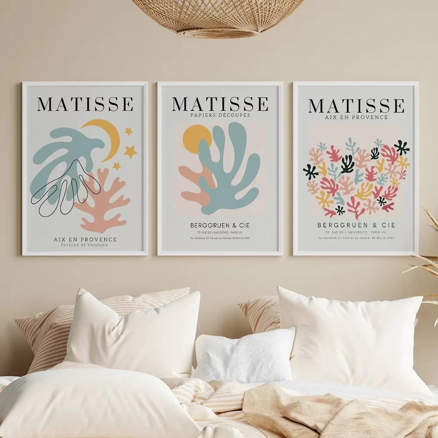 Henri Matisse Wall Art Set of 3 Market Abstract Floral Wall Frames