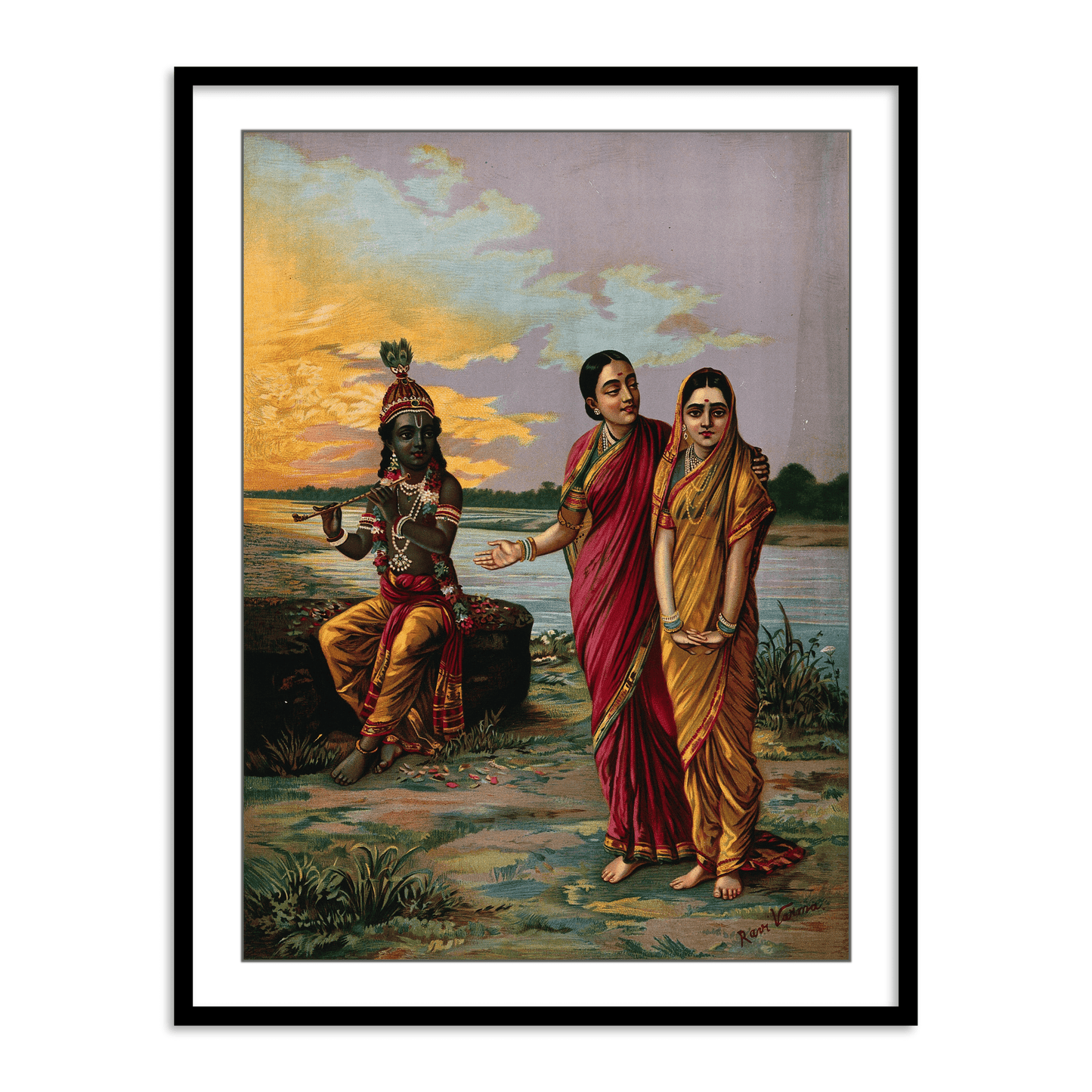 Krishna declaring his love for Radha via a confidante by Raja Ravi Varma Wall Painting for Decor
