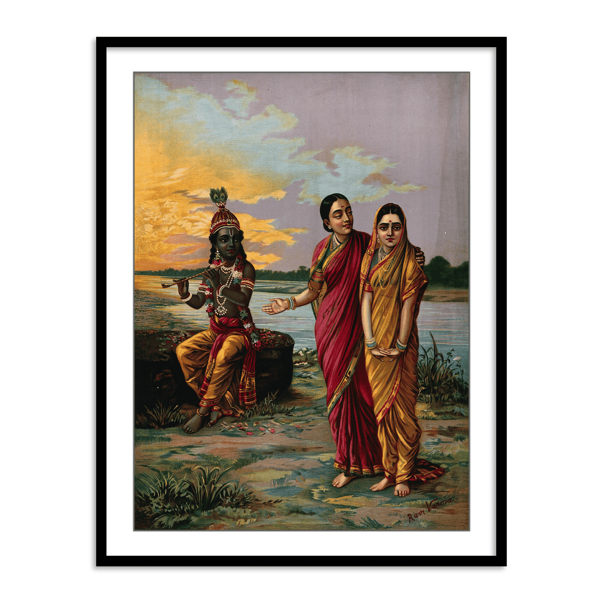 Krishna declaring his love for Radha via a confidante by Raja Ravi Varma Wall Painting for Decor