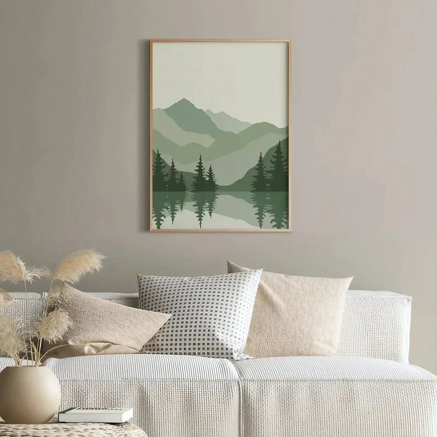 Mountains River Sun Wall Frame
