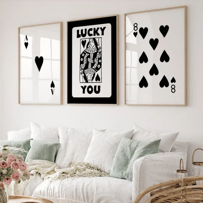 Black Ace Card, Lucky You Poster Wall Art Frame