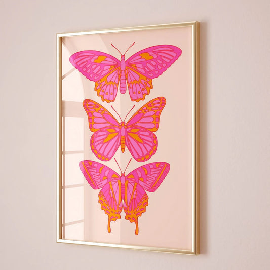 Pink Orange Butterfly Wall Art Wall Frame