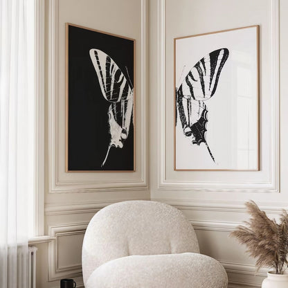 Black And White Butterfly Modern Wall Art Set of 2 Wall Frames