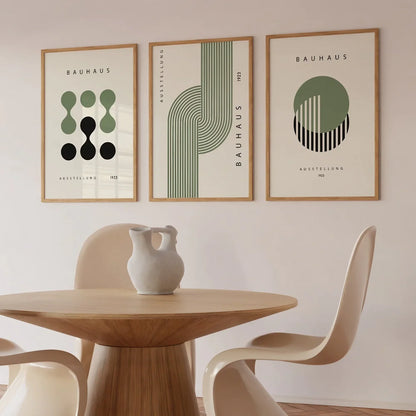 Modern Saga Green And Black Wall Art Set of 3 Wall Frame