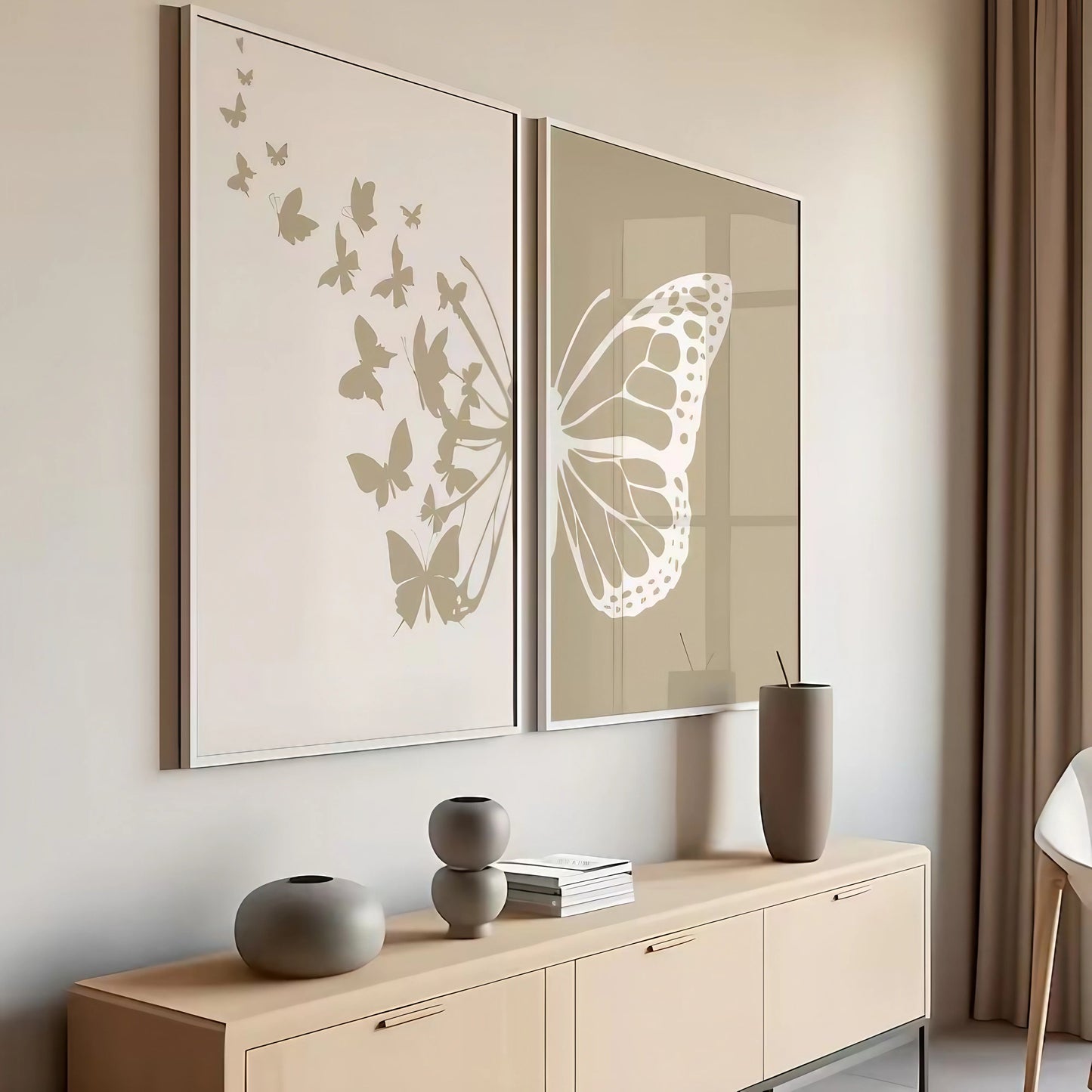 Abstract Botanical Butterfly Bedroom Decor Wall Art Frame