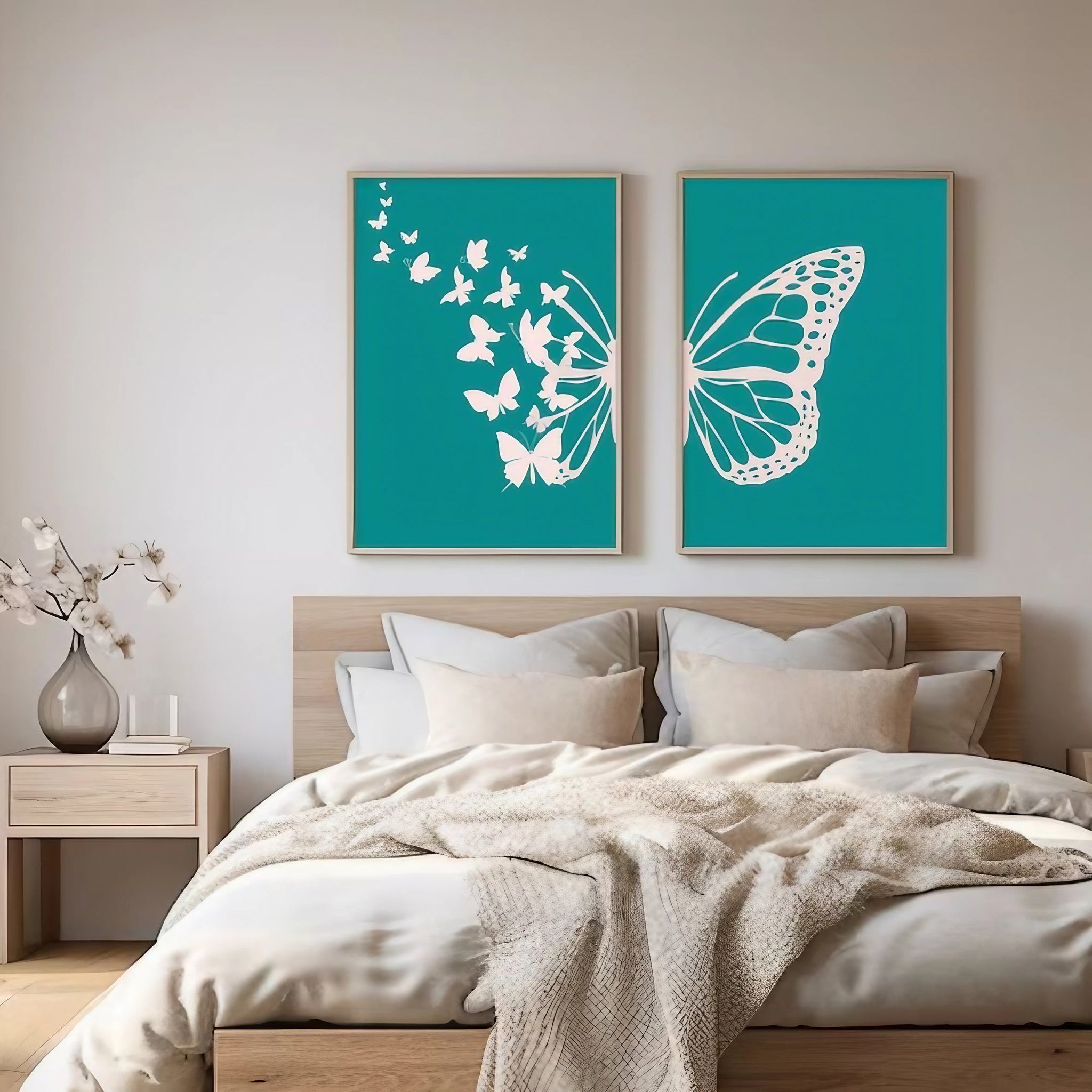 Abstract Botanical Butterfly Bedroom Wall Decor Wall Art Frames