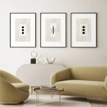 Modern Wall Art Set of 3 Black and White Wall Art Frames