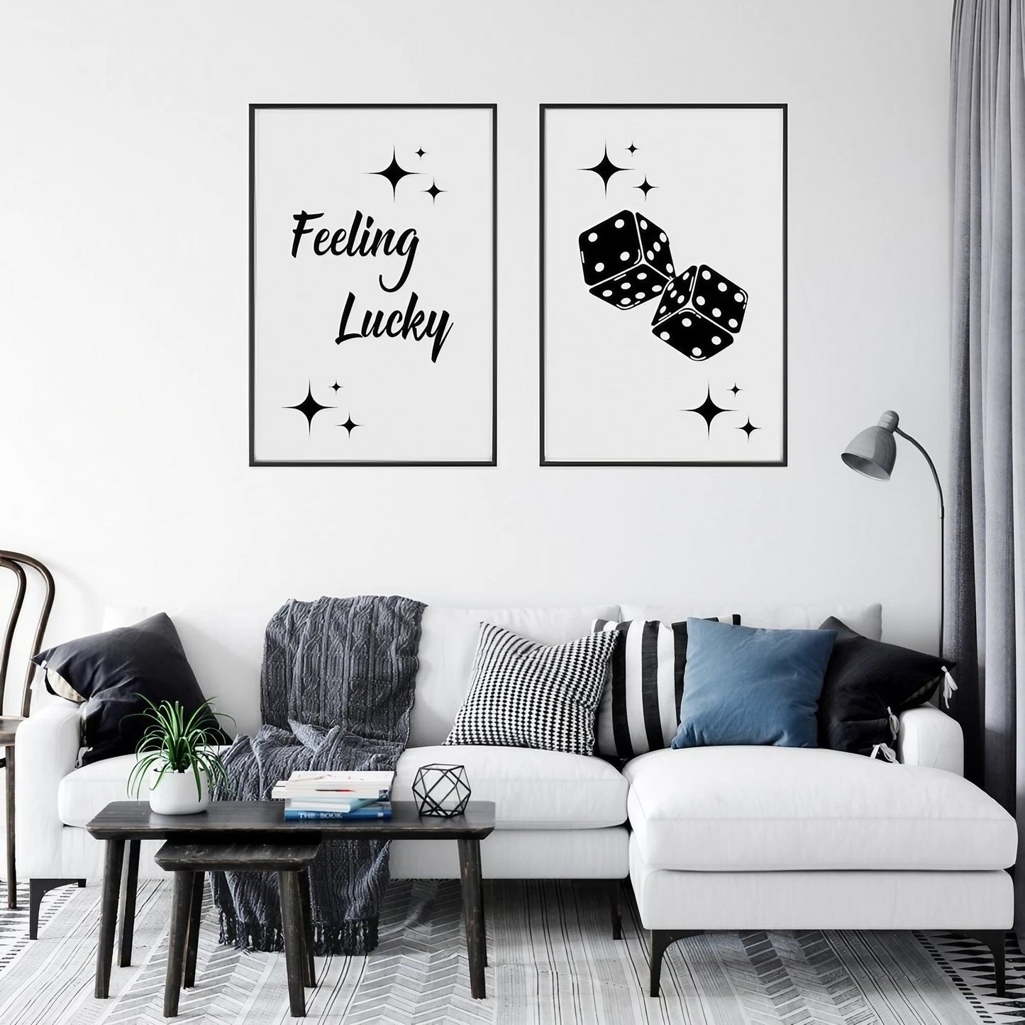 Black And White Aesthetic Modern Wall Art Set of 2 Wall Frames