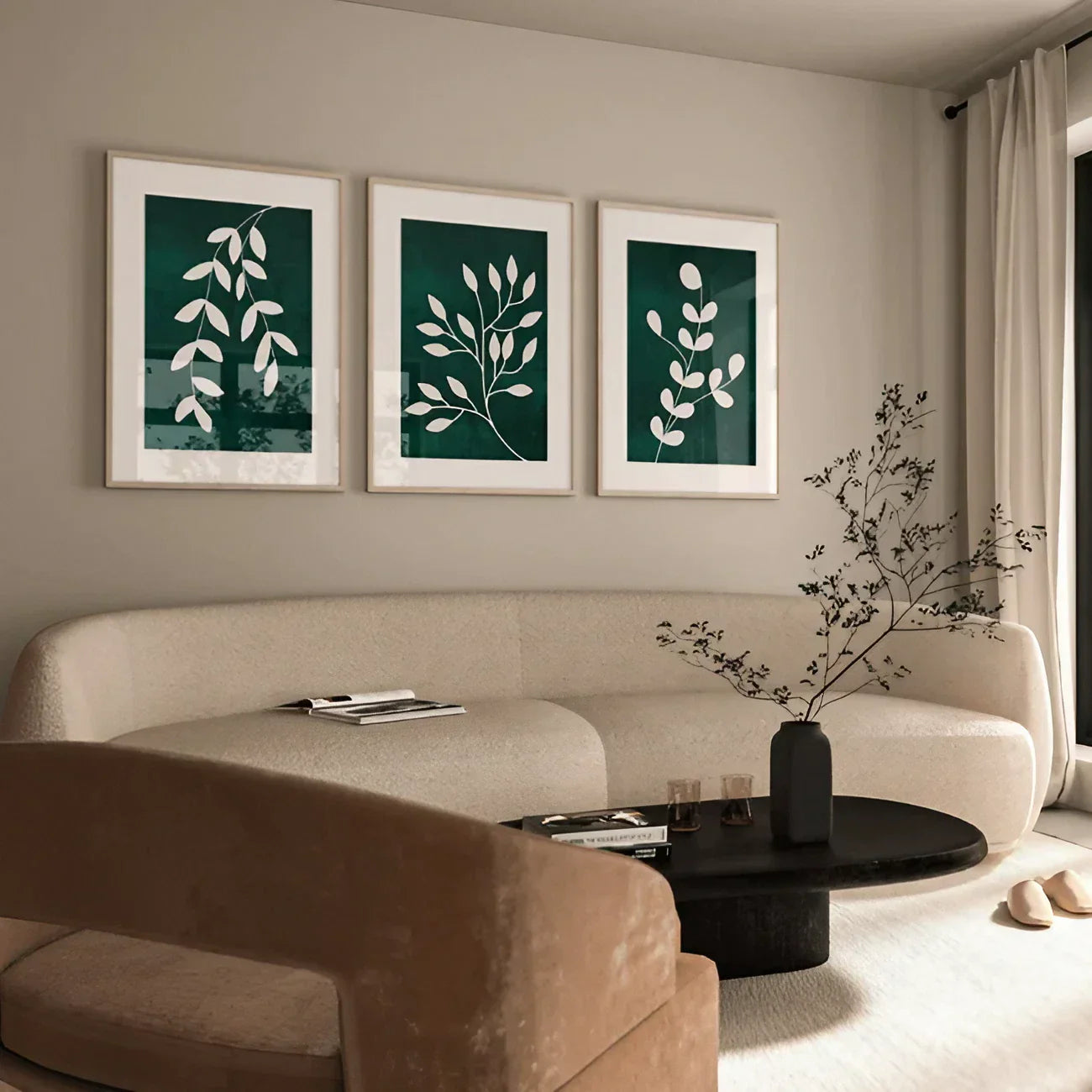 Dark Emerald Green Set of 3 Wall Art Wall Frames