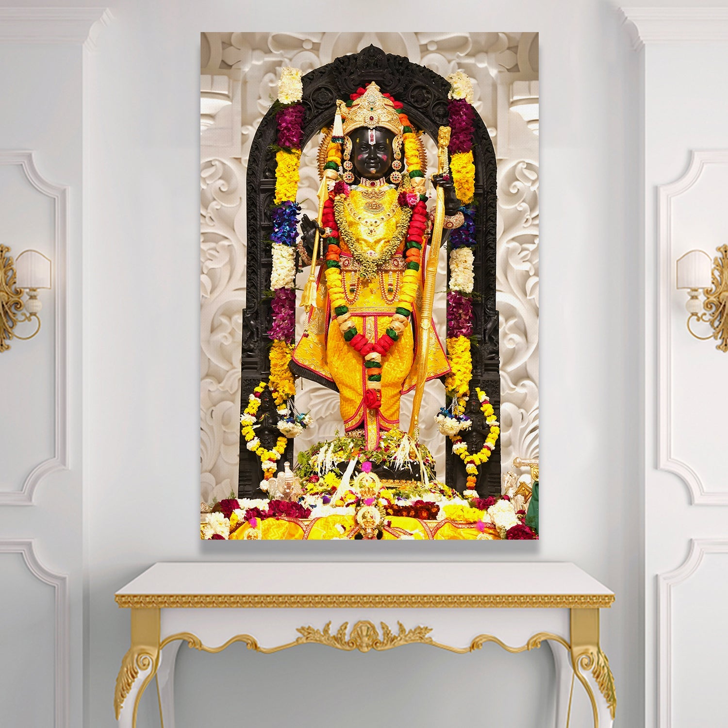 Blossoms for the Divine: A Glimpse into a Ram Lalla Painting Print Canvas Masterpiece Artwork