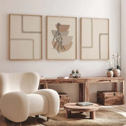 Boho Line Wall Art Set of 3 Wall Frames
