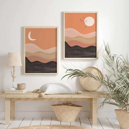 Mid Century Modern Wall Art Set of 2 Wall Frame