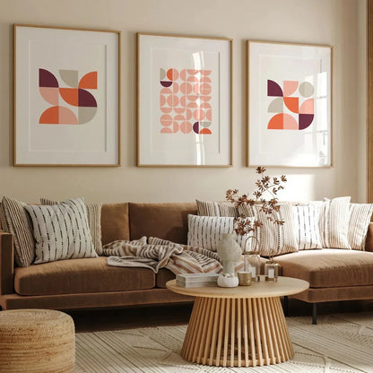 Mid Century Modern Wall Art Set of 3 Wall Frame