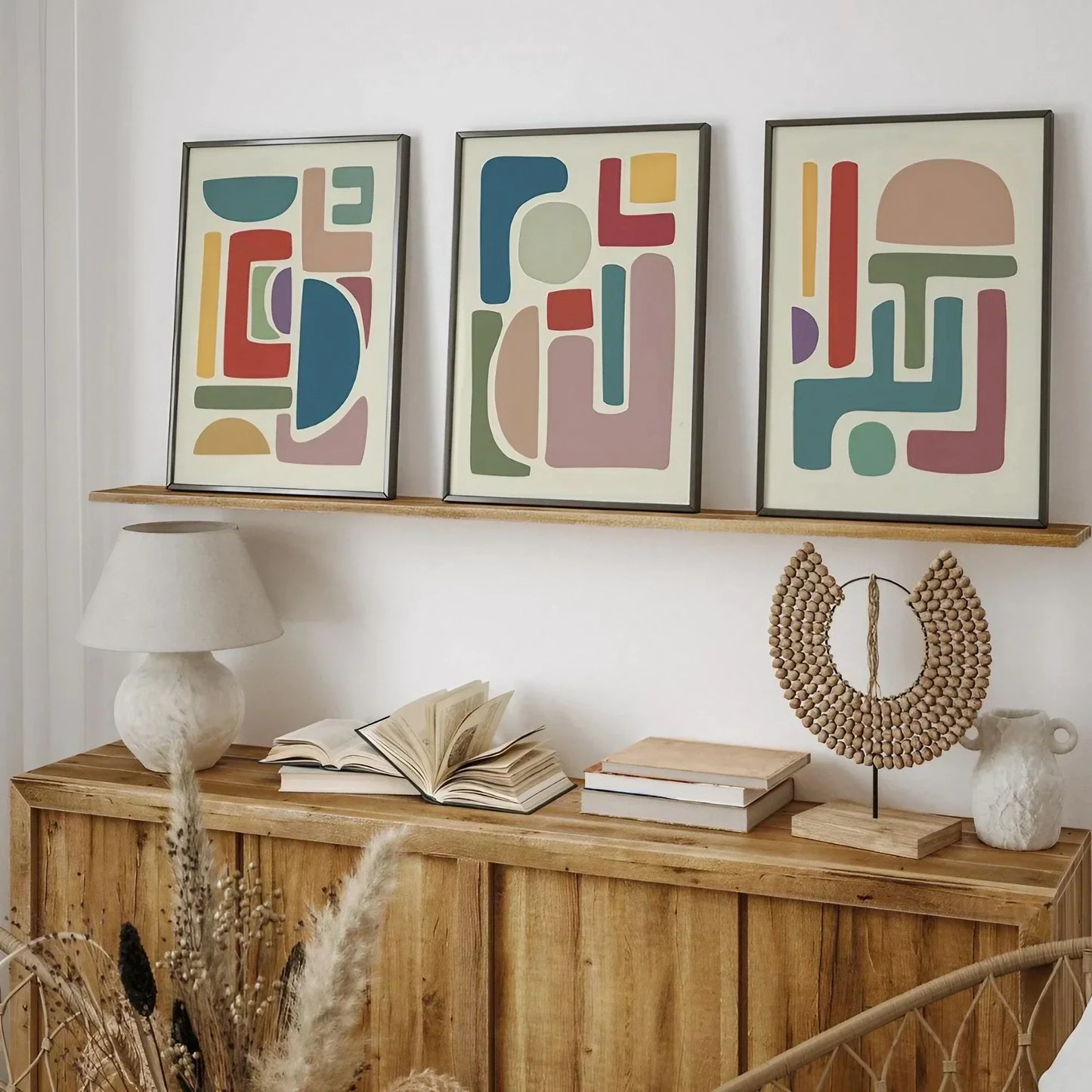 Modern Mid Century Set of 3 Wall Art Wall Frame