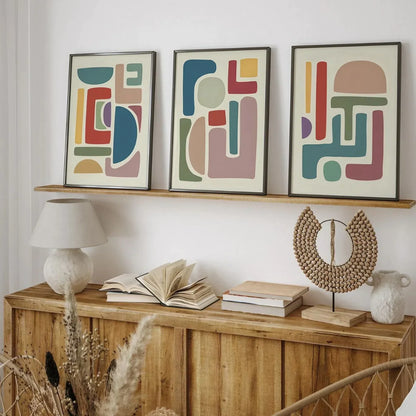 Modern Mid Century Set of 3 Wall Art Wall Frame