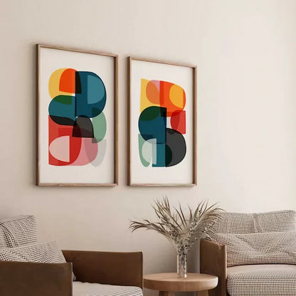 2 Minimalist Art Scandinavian Poster Colorful Wall Frame