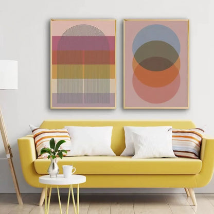 Pink Abstract Geometric Wall Frame