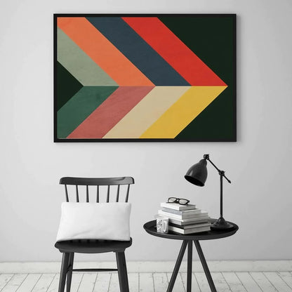 Colorful Chevrons Abstract Print Black Geometric Wall Art Wall Frame