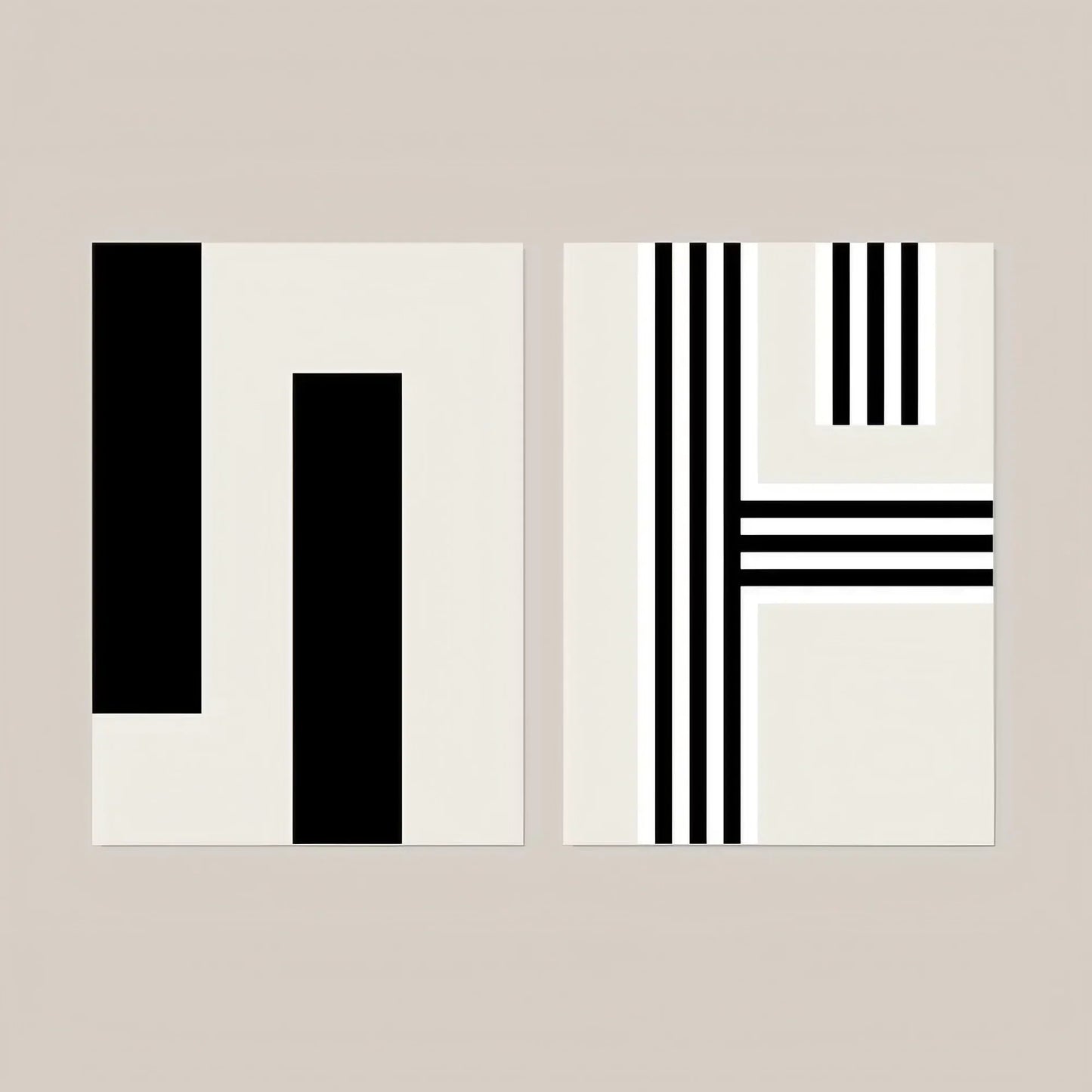 Black and White Abstract Wall Art Set of 2 Wall Frame