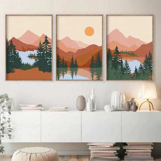 Abstract Mountain Wall Frame Set of 3