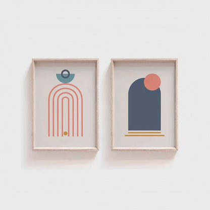 Set of 2 Mid Century Art Retro Wall Frame