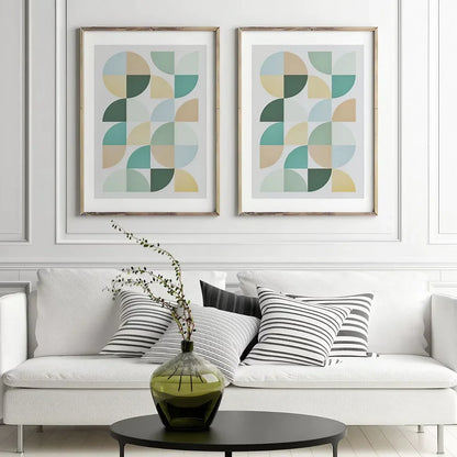 Set of 2 Prints Geometric Modern Boho Decor Art Modern Wall Frame