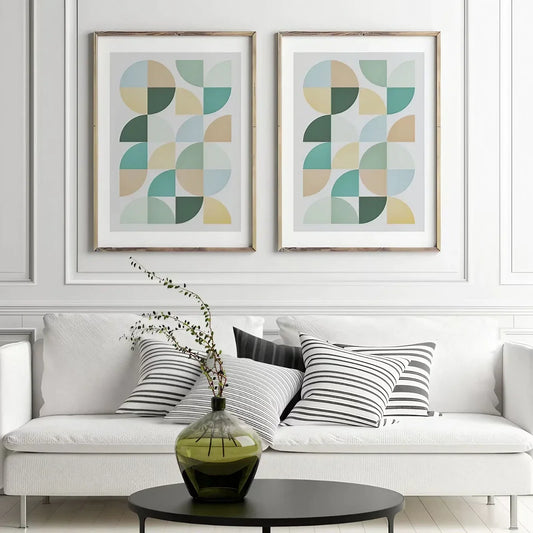 Set of 2 Prints Geometric Modern Boho Decor Art Modern Wall Frame
