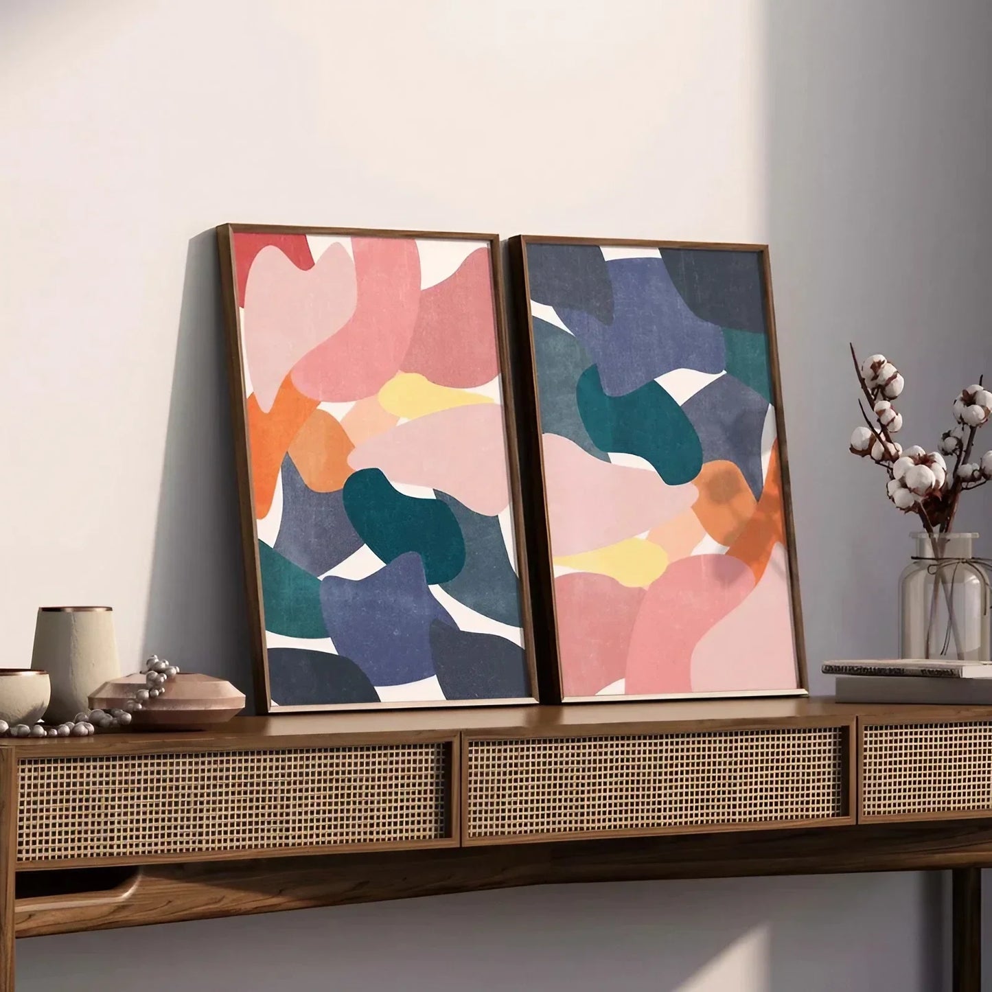 Set of 2 Vibrant Wall Art Modern Colorful Wall Frame