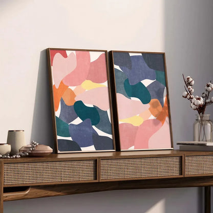 Set of 2 Vibrant Wall Art Modern Colorful Wall Frame