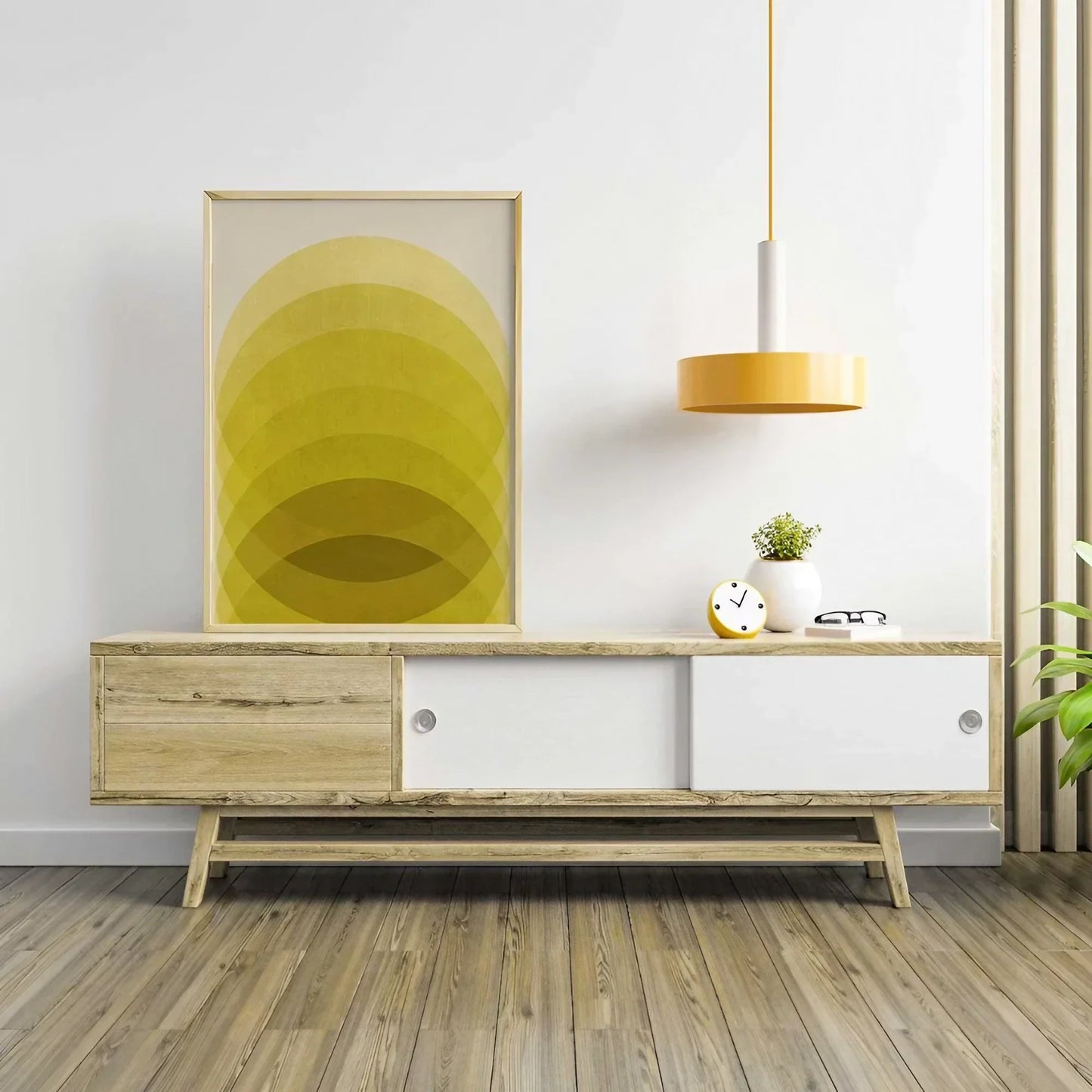 Abstract Yellow Wall Art, Mustard Yellow Wall Frame