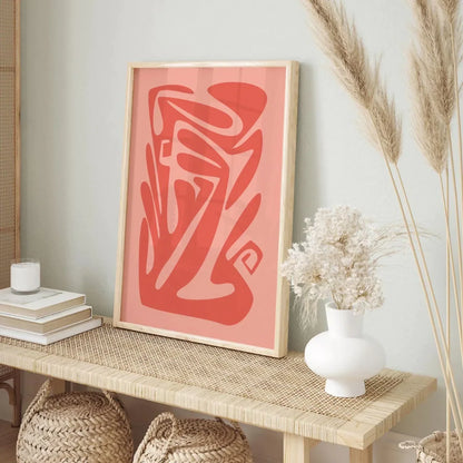 Pink Decor Abstract Botanical Modern Wall Frame