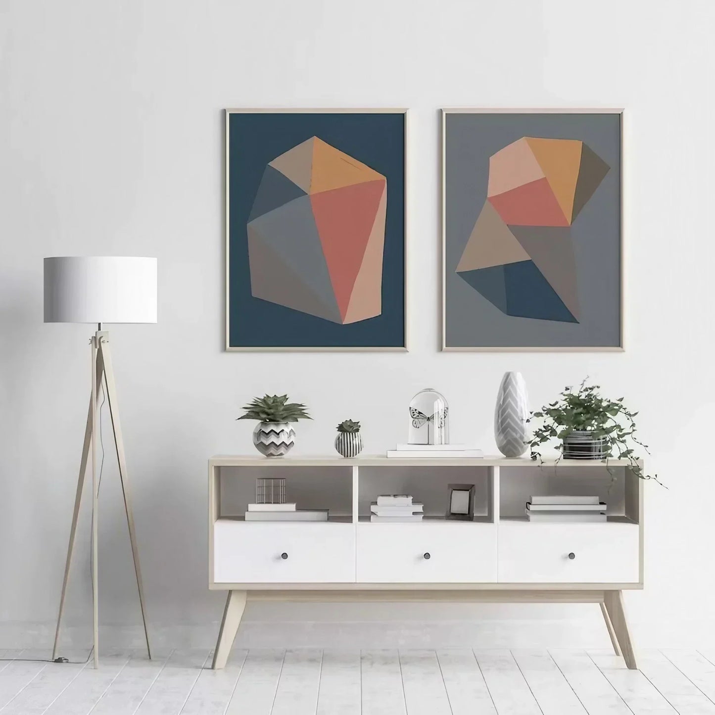 Set of 2 Abstract Color Block Art Colorful Wall Frame