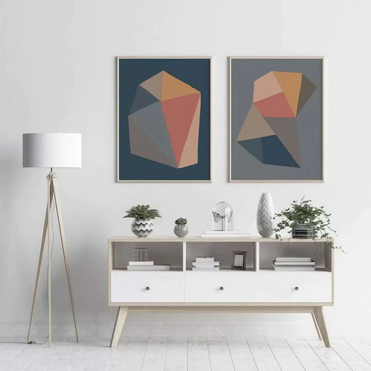 Set of 2 Abstract Color Block Art Colorful Wall Frame