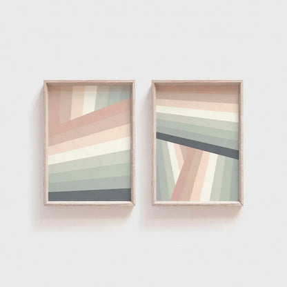 Boho Rainbow Nursery Art Set of 2 Neutral Rainbow Decor Large Wall Decor Wall Frame