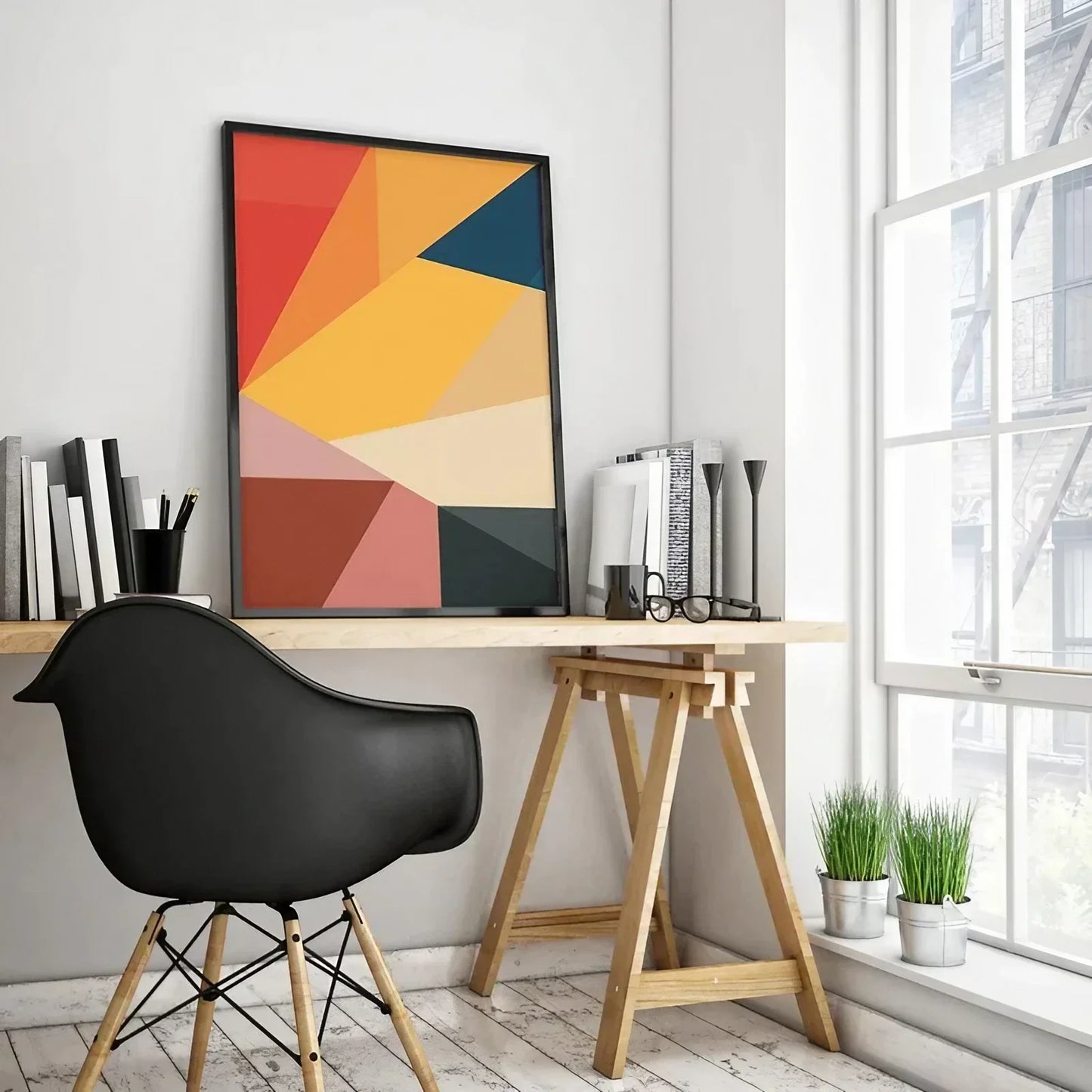 Set of 2 Modern Abstract Art Wall Decor Living Room Art Wall Frame