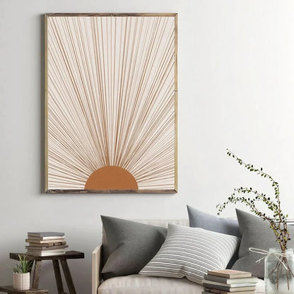 Large Boho Sun Art Brown Wall Frame