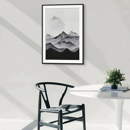 Watercolor black mountains minimalist abstract Wall Frame