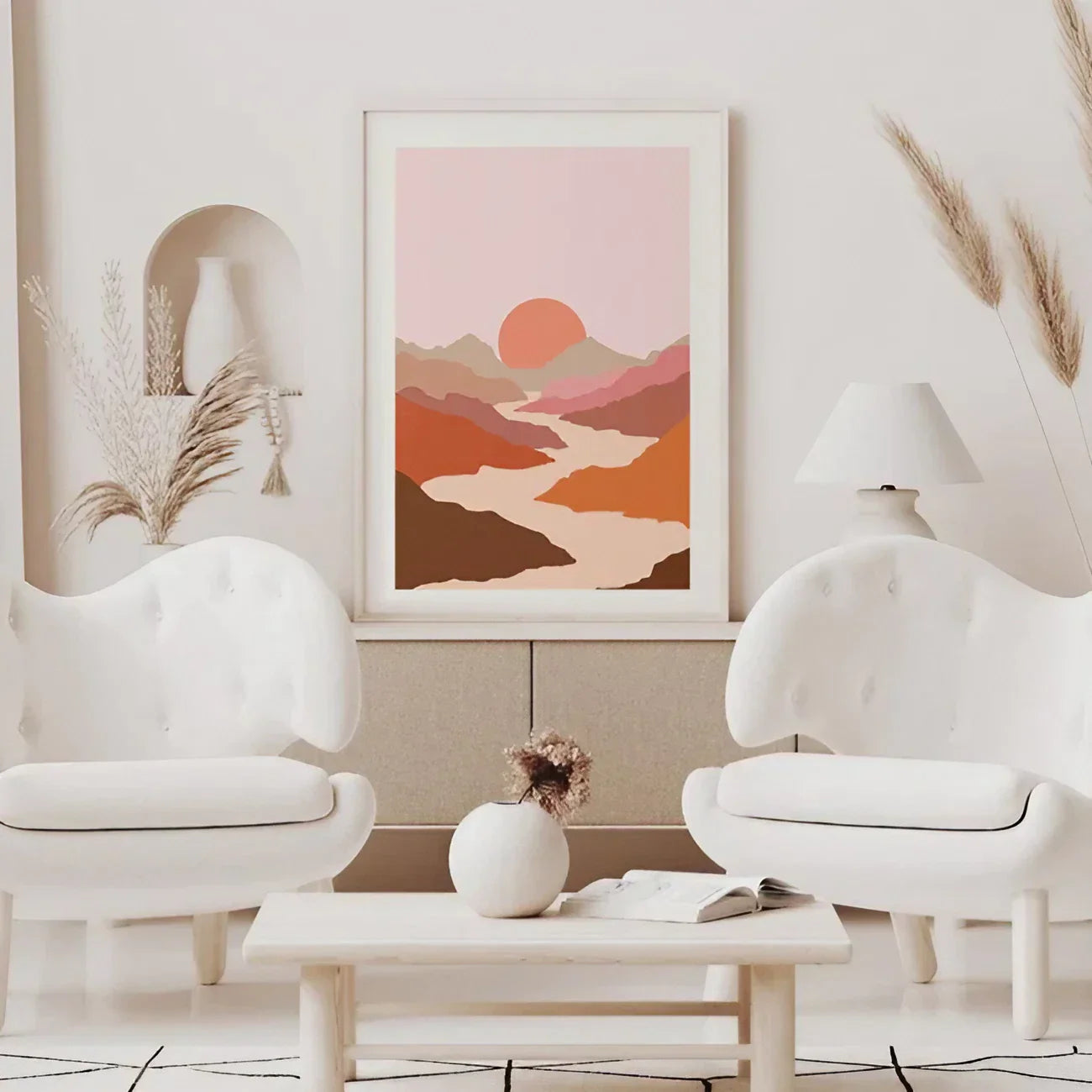 Burnt Orange Sun Mountains Wall Frame