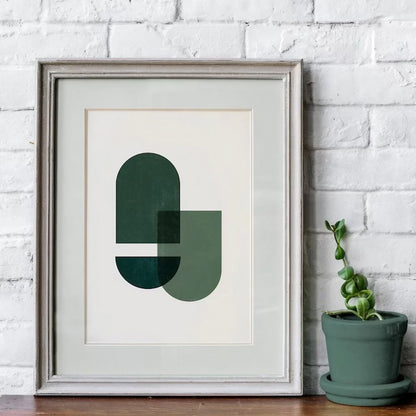 Forest Green Geometric Mid Century Wall Frame