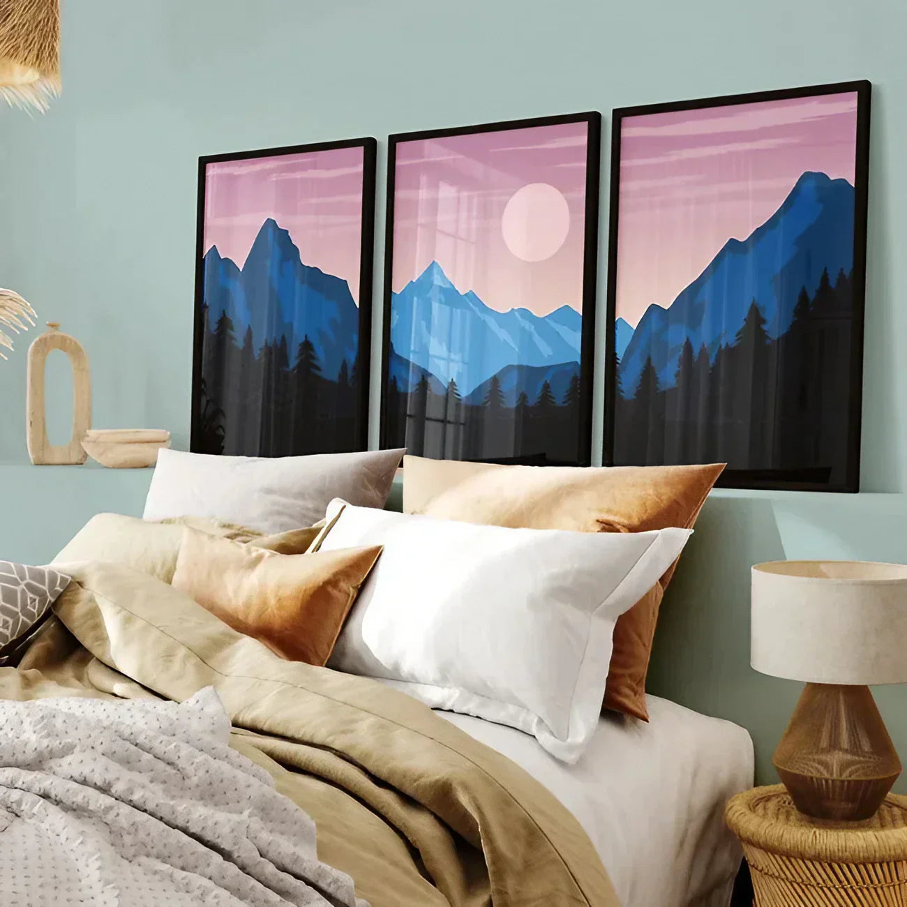 Sun and Mountain View Wall Art Wall Frame