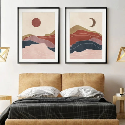 Sun Moon Set of 2 Wall Art Wall Frame