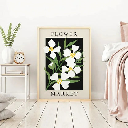 Black Beige White Floral Wall Decor Frame
