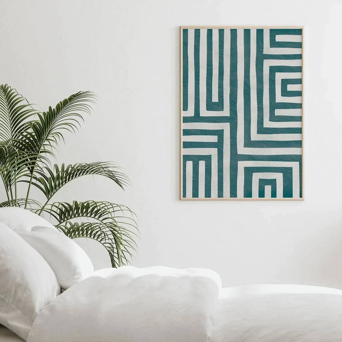 Abstract Home Decor Teal Gray Wall Art Wall Frame