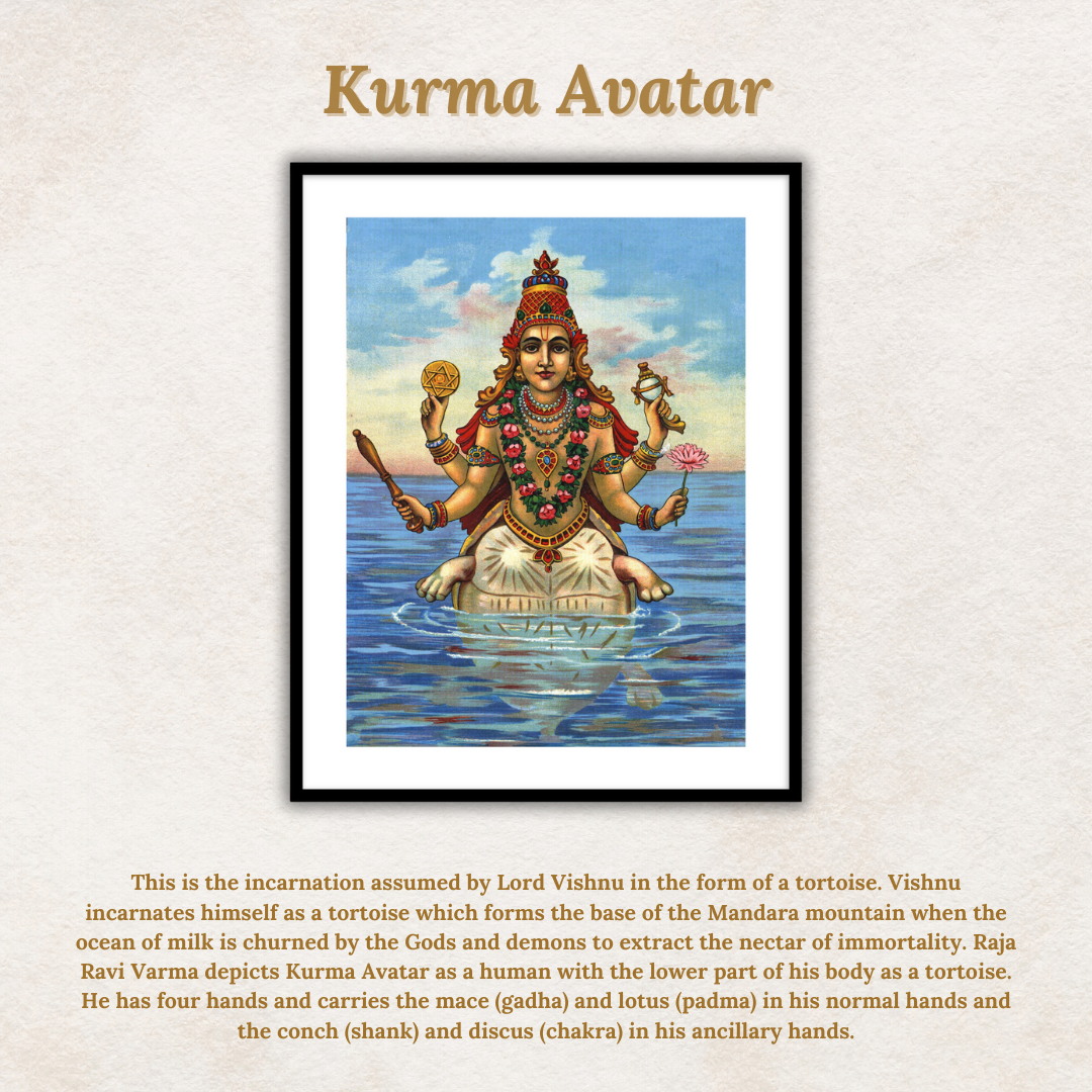 Kurma Avatar by Raja Ravi Varma for Home Wall Art Painting