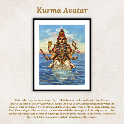 Kurma Avatar by Raja Ravi Varma for Home Wall Art Painting