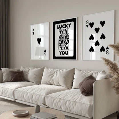 Black Ace Card, Lucky You Poster Wall Art Frame