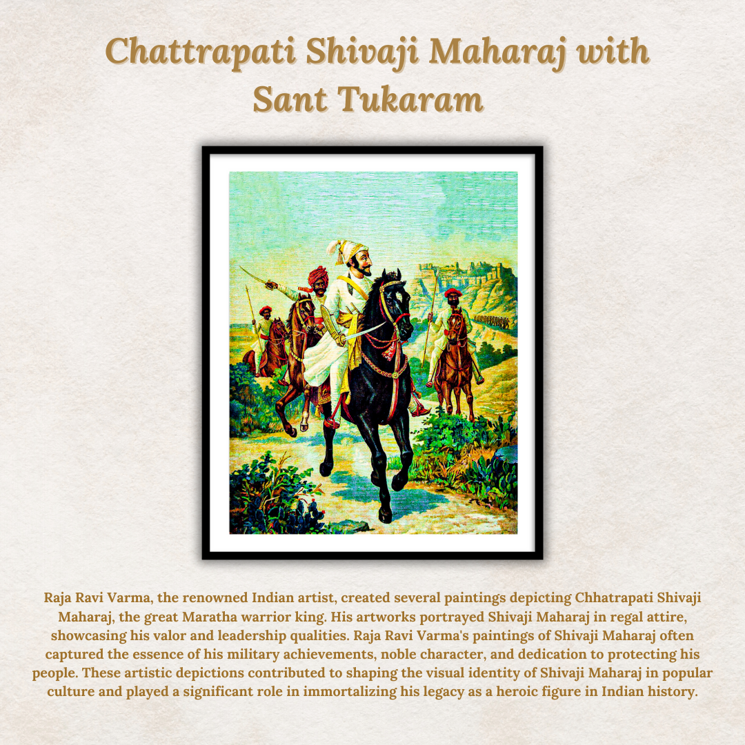 Chattrapati Shivaji Maharaj with Sant Tukaram by Raja Ravi Varma Wall Art