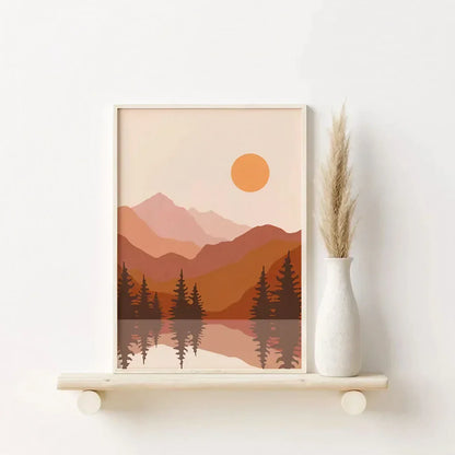 Burnt Orange Wall Art | Nordic Art Wall Frame Set of 3