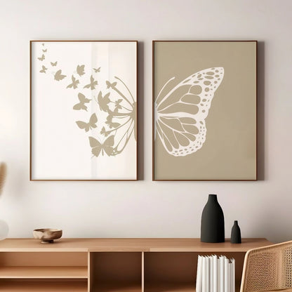 Abstract Botanical Butterfly Bedroom Decor Wall Art Frame