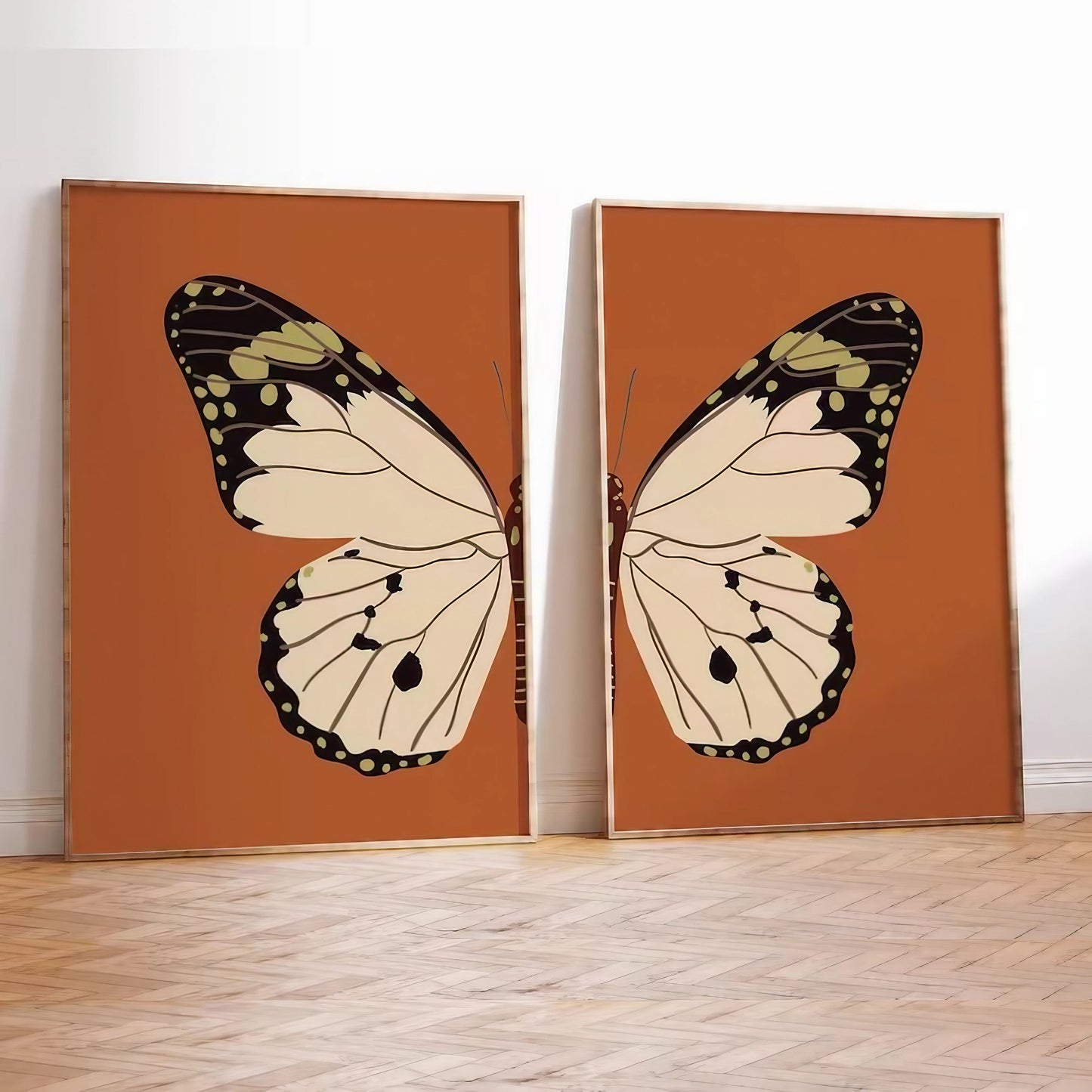 Butterfly Brown Modern Wall Art Set of 2 Wall Frames